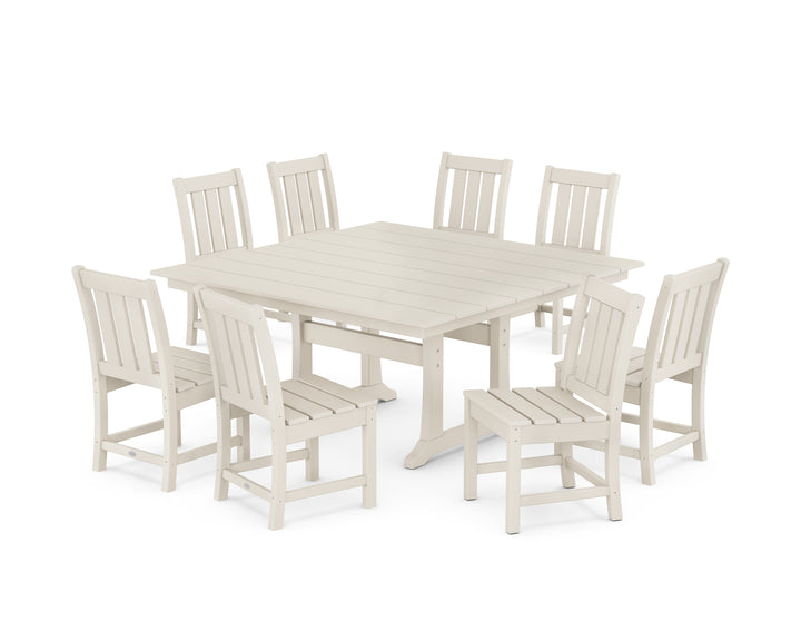 POLYWOOD® Oxford Side Chair 9-Piece Square Farmhouse Dining Set with Trestle Legs