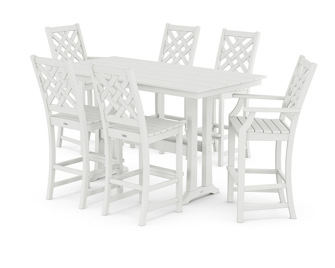 Country Living Wovendale 7-Piece Farmhouse Bar Set with Trestle Legs