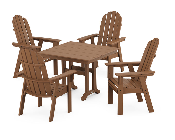 POLYWOOD® Vineyard Adirondack 5-Piece Farmhouse Dining Set With Trestle Legs
