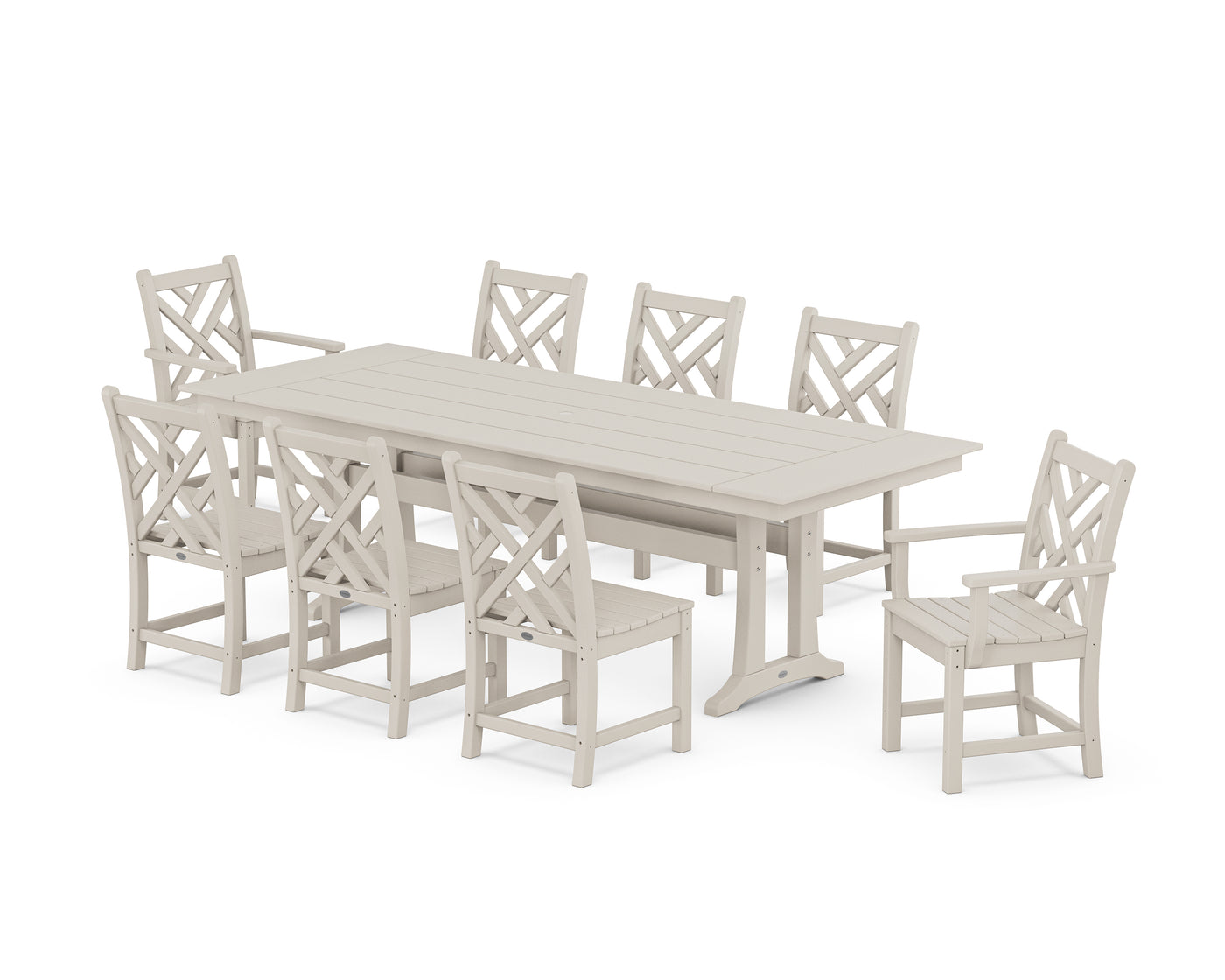 Chippendale 9-Piece Farmhouse Dining Set with Trestle Legs