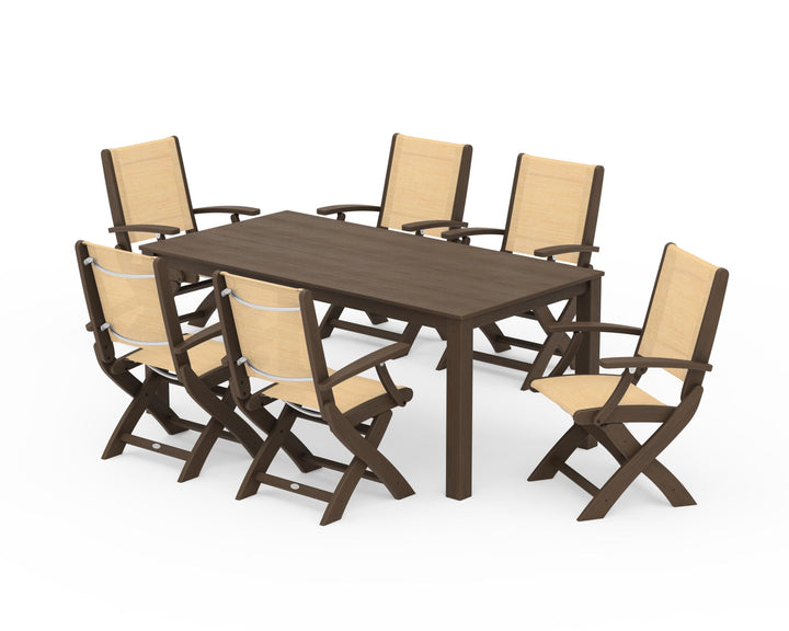 POLYWOOD® Coastal Folding Chair 7-Piece Parsons Dining Set