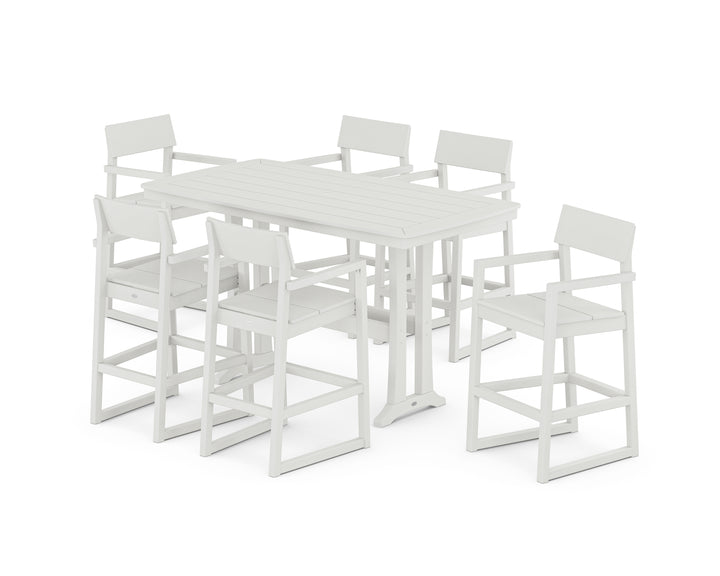 POLYWOOD® EDGE Arm Chair 7-Piece Bar Set with Trestle Legs