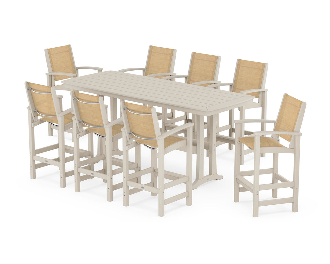 POLYWOOD® Coastal 9-Piece Bar Set with Trestle Legs