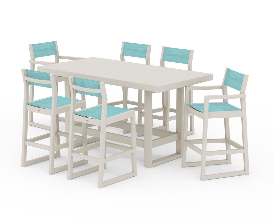 POLYWOOD® EDGE Sling 7-Piece Bar Table Set