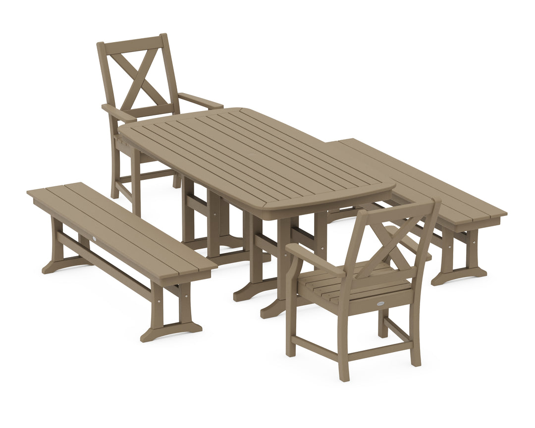 POLYWOOD® Braxton 5-Piece Dining Set with Benches