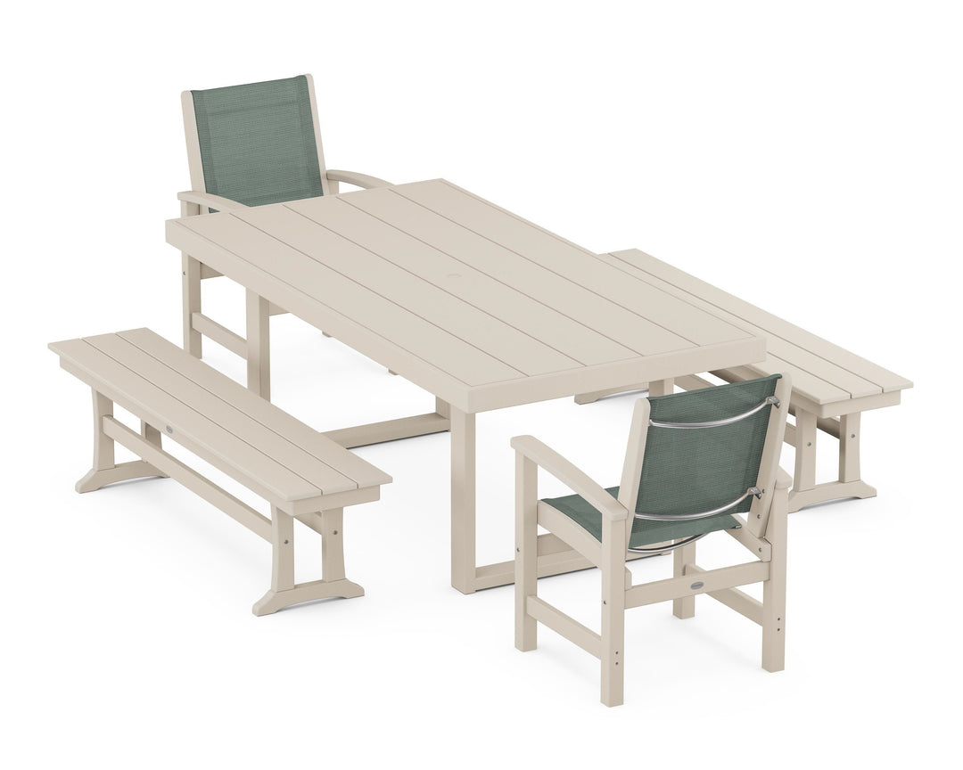 POLYWOOD® Coastal 5-Piece Dining Set with Trestle Legs