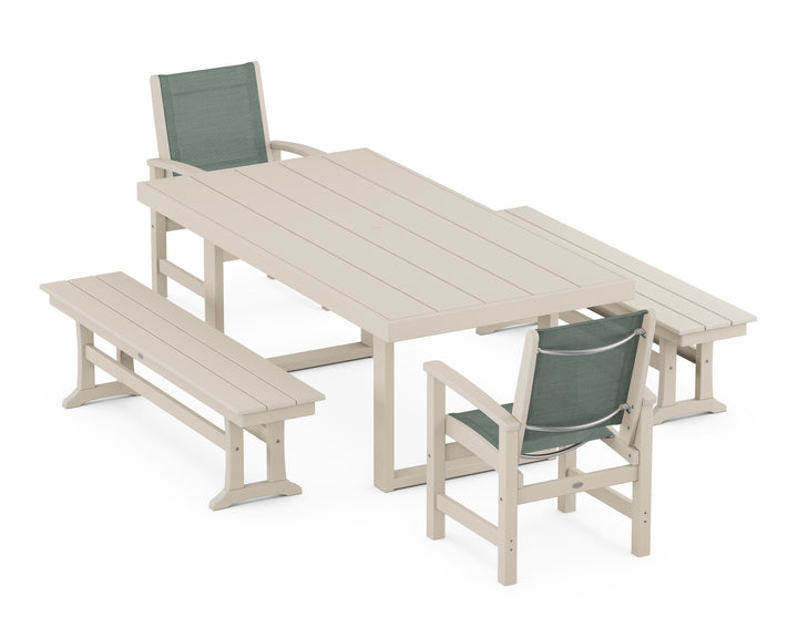 POLYWOOD® Coastal 5-Piece Dining Set with Trestle Legs