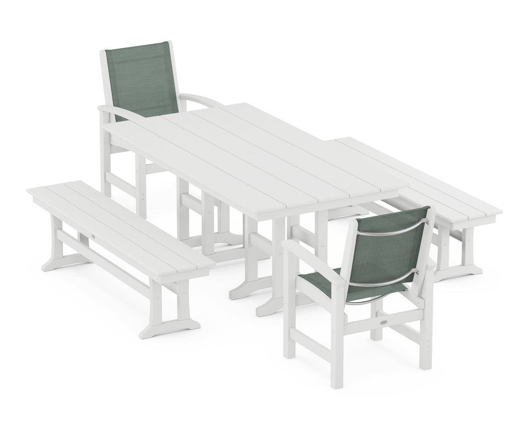 POLYWOOD® Coastal 5-Piece Farmhouse Dining Set