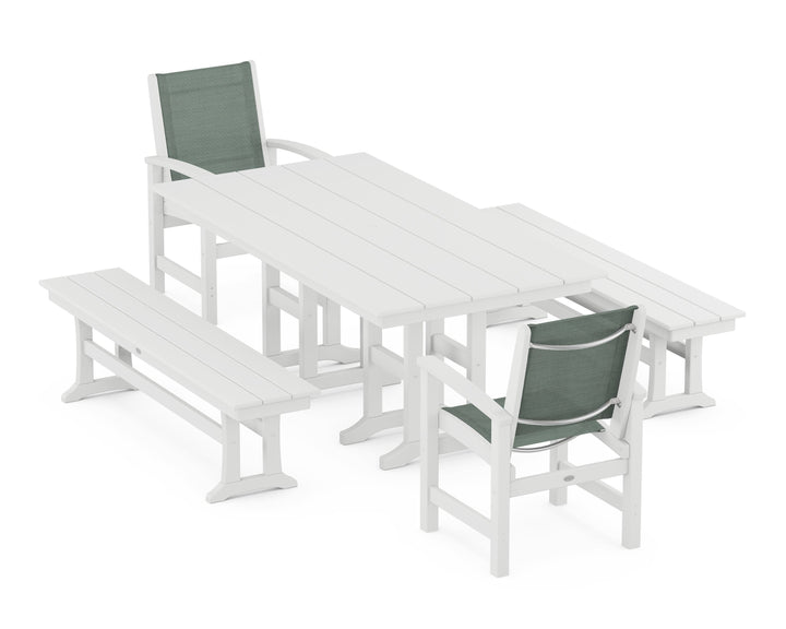 POLYWOOD® Coastal 5-Piece Farmhouse Dining Set