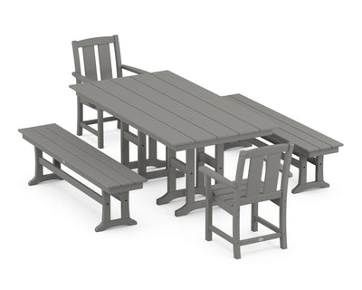 Mission 5-Piece Farmhouse Dining Set with Benches