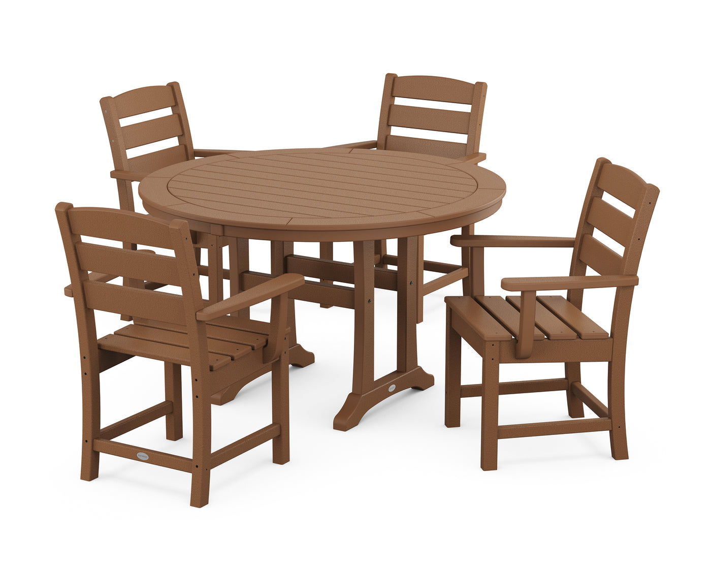 Lakeside 5-Piece Round Dining Set with Trestle Legs