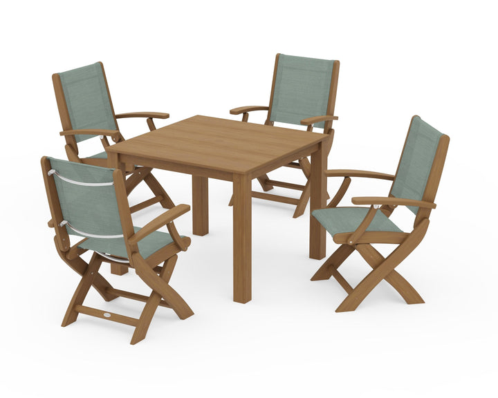 POLYWOOD® Coastal Folding Chair 5-Piece Parsons Dining Set