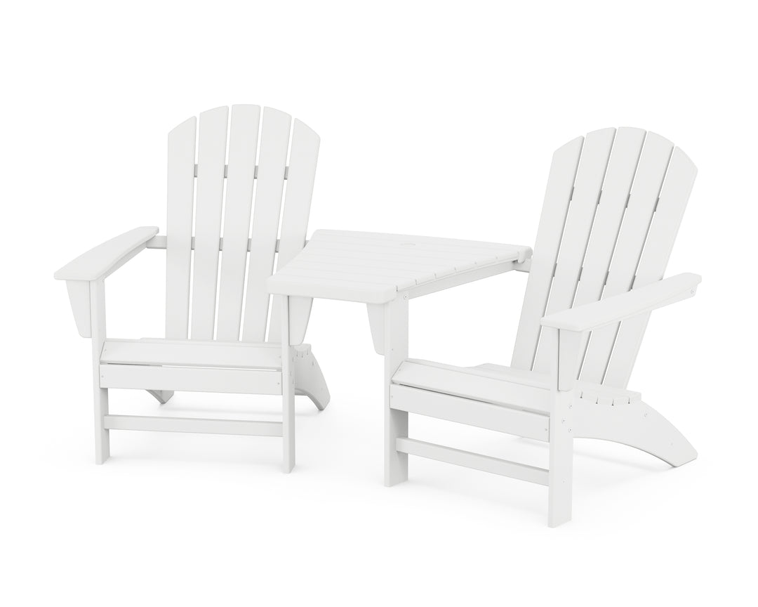 POLYWOOD® Nautical 3-Piece Adirondack Set with Angled Connecting Table