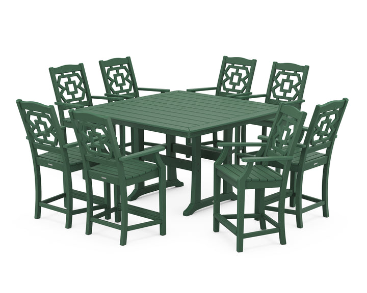 Martha Stewart by POLYWOOD® Chinoiserie 9-Piece Square Counter Set with Trestle Legs