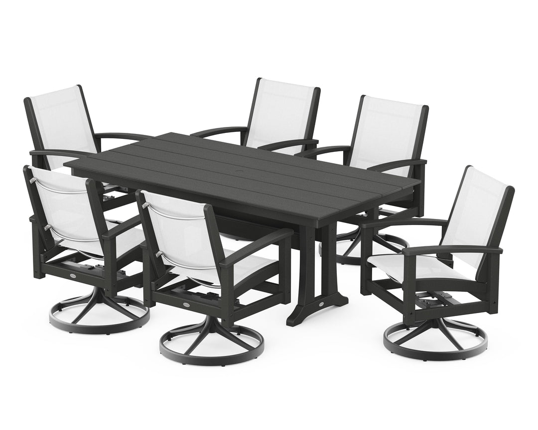 POLYWOOD® 7 Piece Coastal Swivel Rocker Dining Set