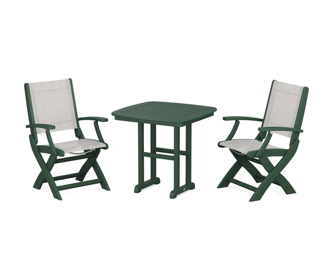 POLYWOOD® Coastal Folding Chair 3-Piece Dining Set