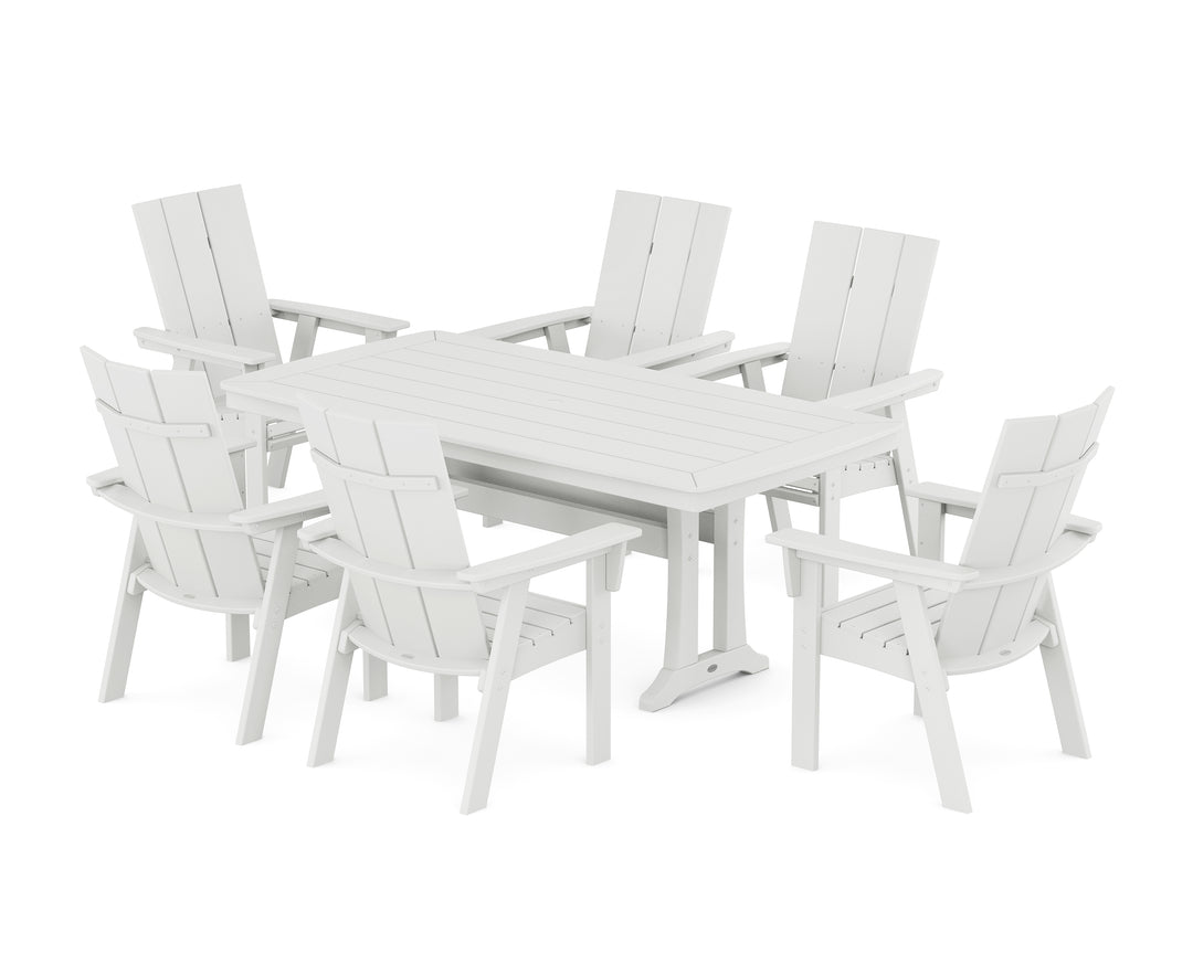 POLYWOOD® Modern Curveback Adirondack 7-Piece Dining Set with Trestle Legs