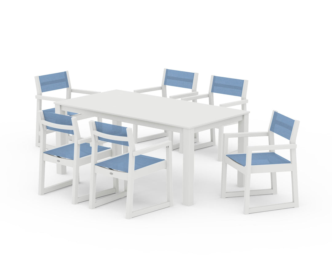 POLYWOOD® EDGE Sling Arm Chair 7-Piece Parsons Dining Set