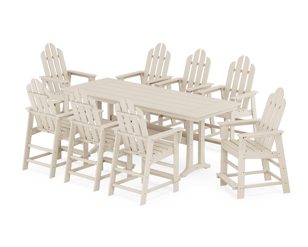 POLYWOOD® Long Island 9-Piece Farmhouse Counter Set with Trestle Legs