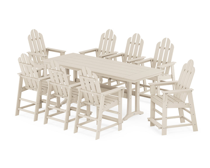 POLYWOOD® Long Island 9-Piece Farmhouse Counter Set with Trestle Legs