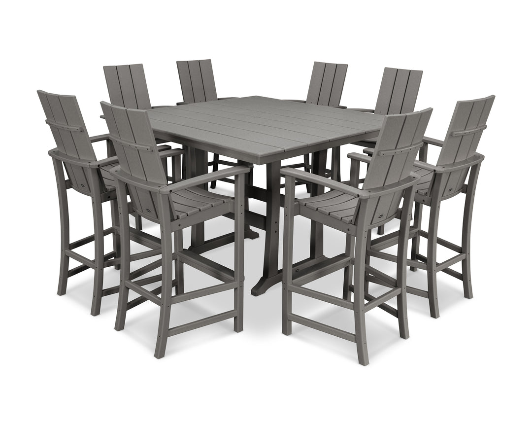 POLYWOOD® Modern Adirondack 9-Piece Farmhouse Trestle Bar Set