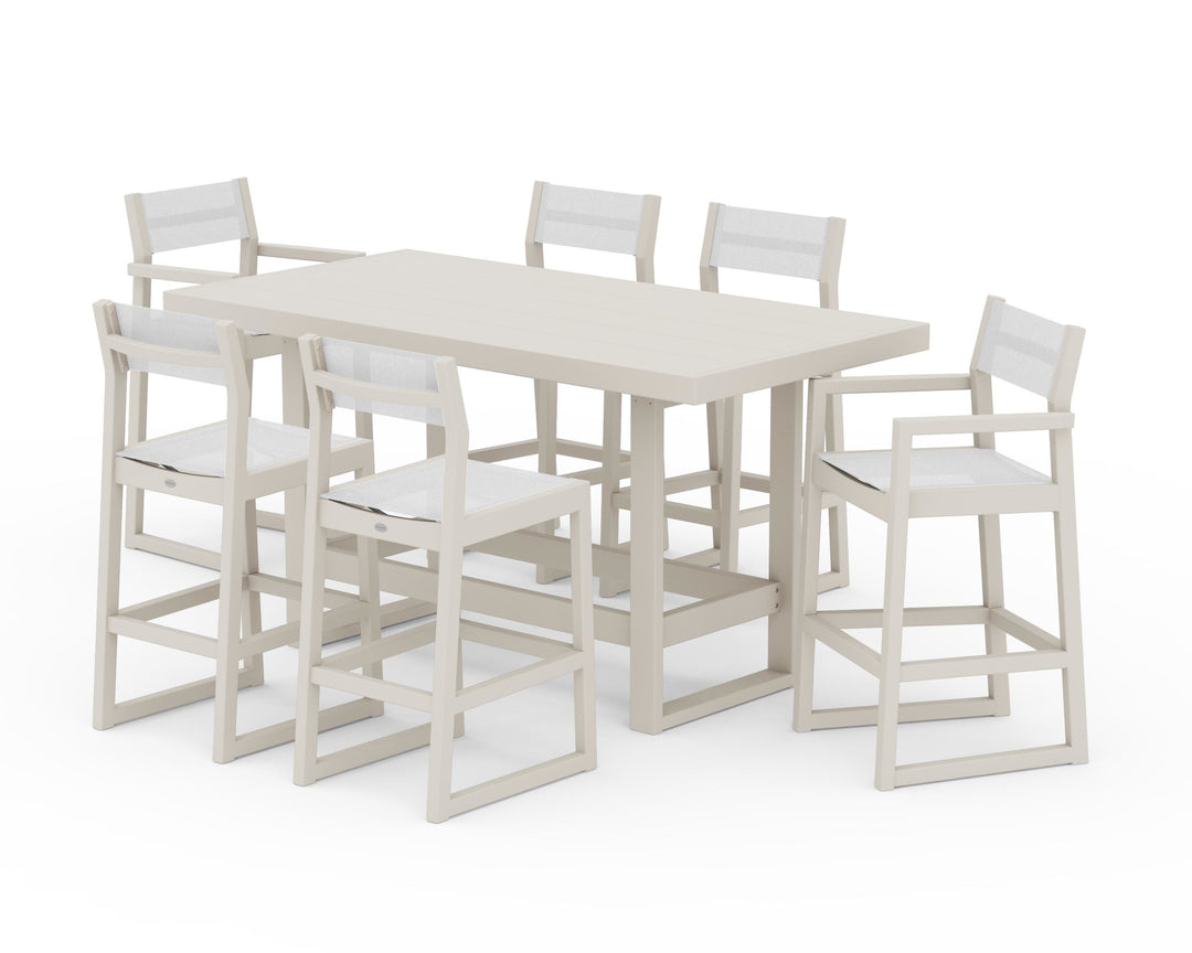 POLYWOOD® EDGE Sling 7-Piece Bar Table Set