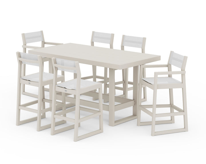 POLYWOOD® EDGE Sling 7-Piece Bar Table Set