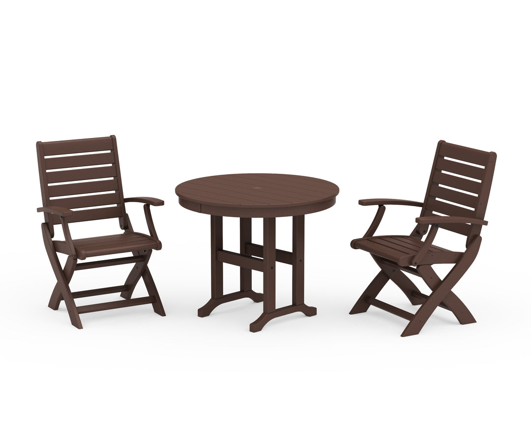POLYWOOD® Signature Folding Chair 3-Piece Round Farmhouse Dining Set