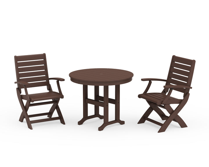 POLYWOOD® Signature Folding Chair 3-Piece Round Farmhouse Dining Set