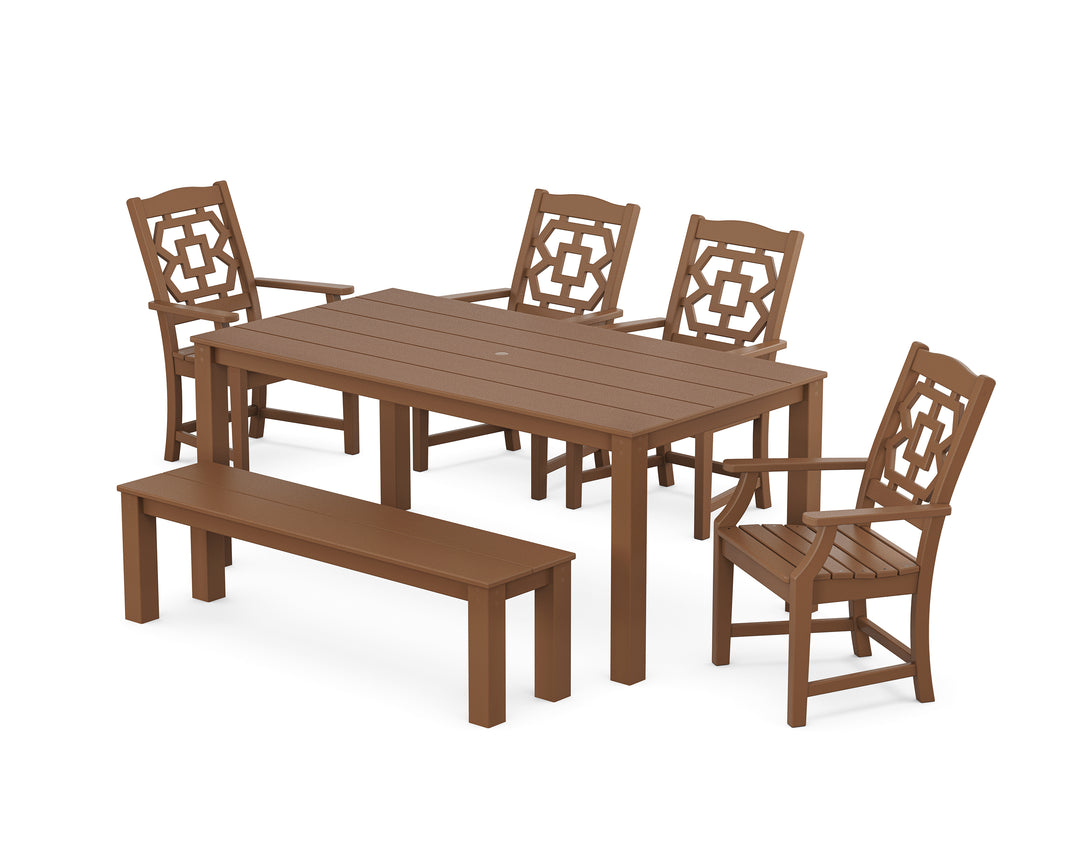 Martha Stewart by POLYWOOD® Chinoiserie 6-Piece Parsons Dining Set with Bench