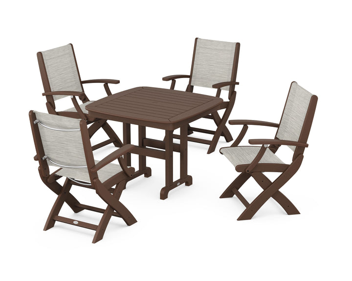 POLYWOOD® Coastal Folding Chair 5-Piece Dining Set