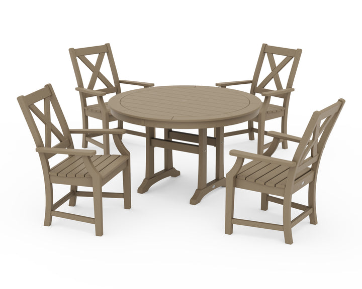 POLYWOOD® Braxton 5-Piece Nautical Trestle Arm Chair Dining Set