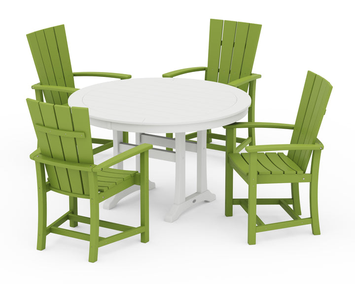 POLYWOOD® Quattro 5-Piece Round Dining Set with Trestle Legs
