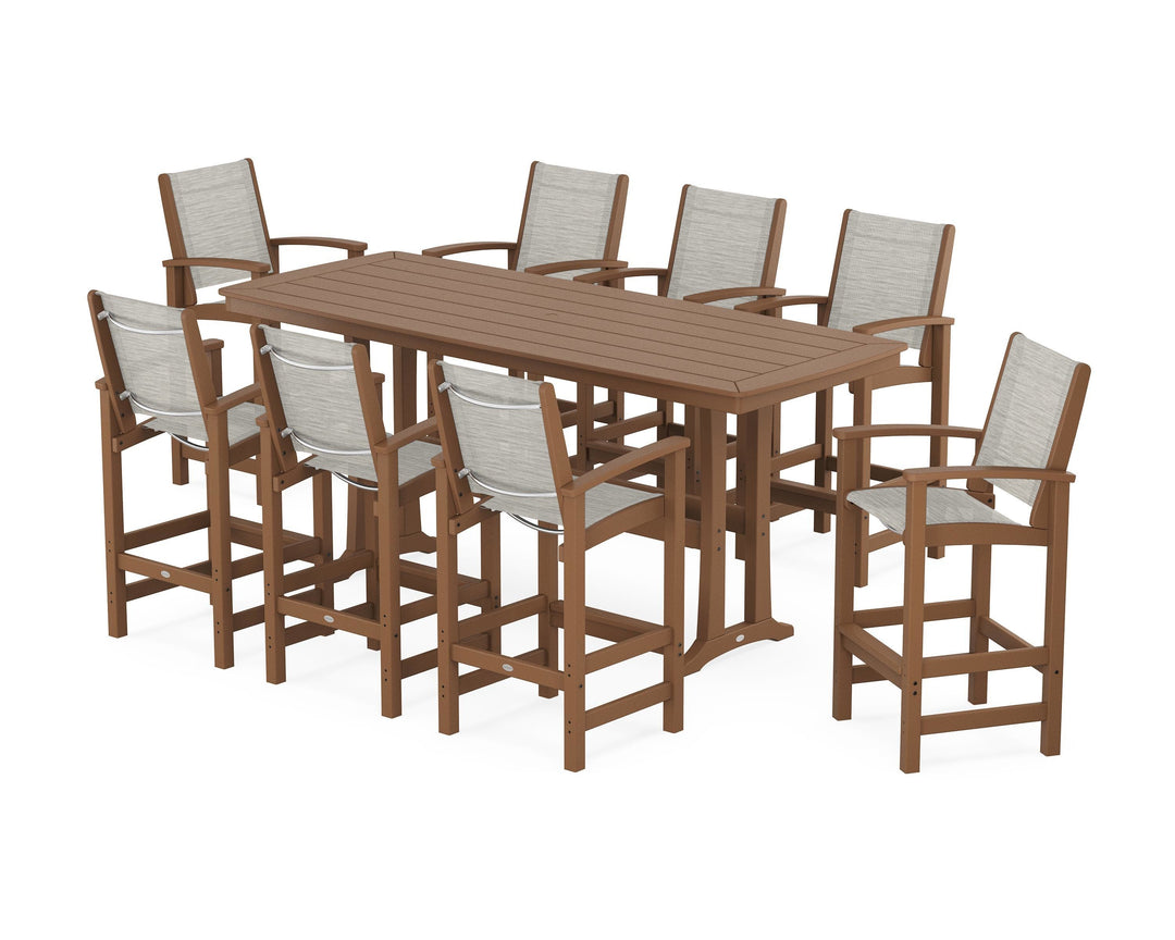 POLYWOOD® Coastal 9-Piece Bar Set with Trestle Legs