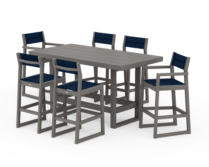 POLYWOOD® EDGE Sling 7-Piece Bar Table Set