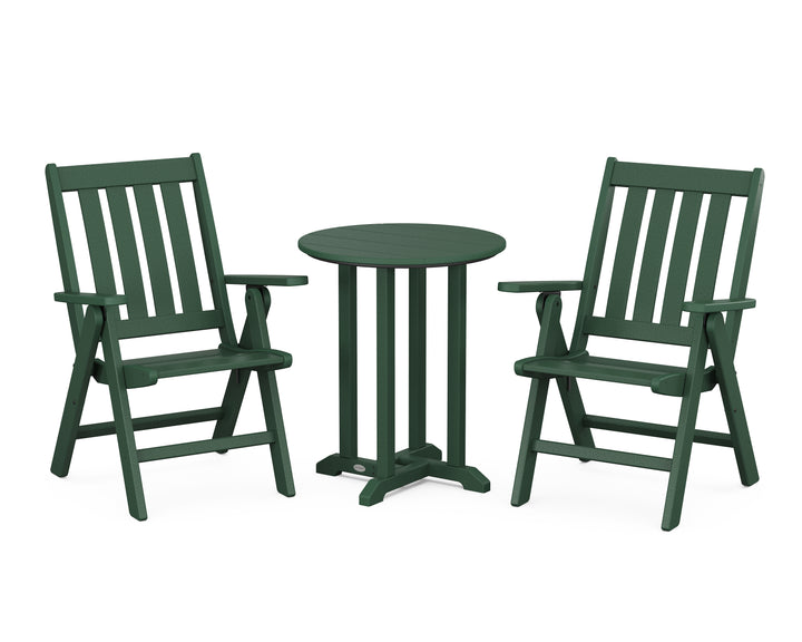POLYWOOD® Vineyard Folding Chair 3-Piece Round Bistro Dining Set
