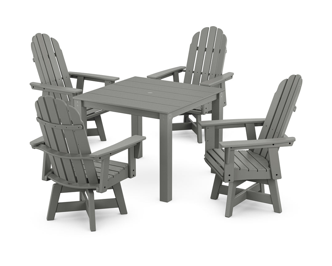 POLYWOOD® Vineyard Curveback Adirondack 5-Piece Parsons Swivel Dining Set