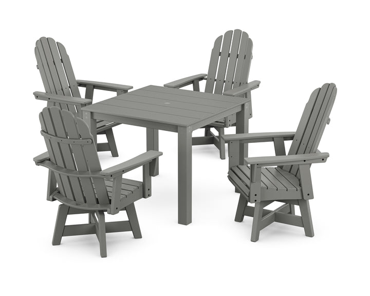 POLYWOOD® Vineyard Curveback Adirondack 5-Piece Parsons Swivel Dining Set