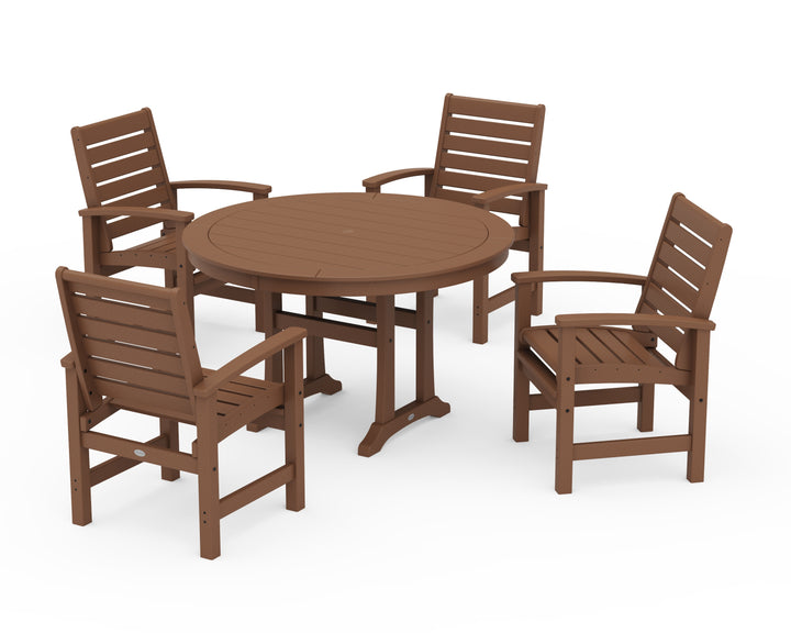 POLYWOOD® Signature 5-Piece Round Dining Set with Trestle Legs