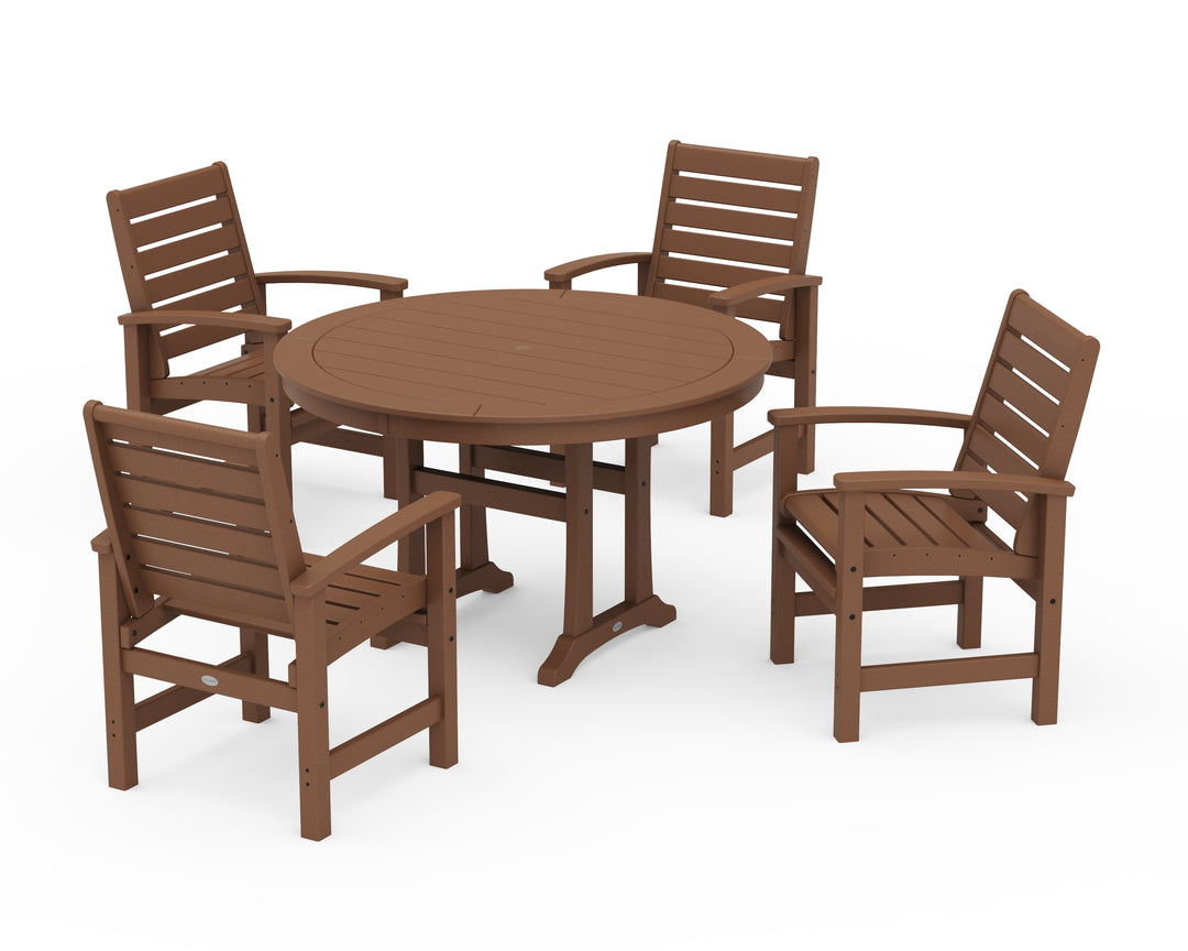 POLYWOOD® Signature 5-Piece Round Dining Set with Trestle Legs