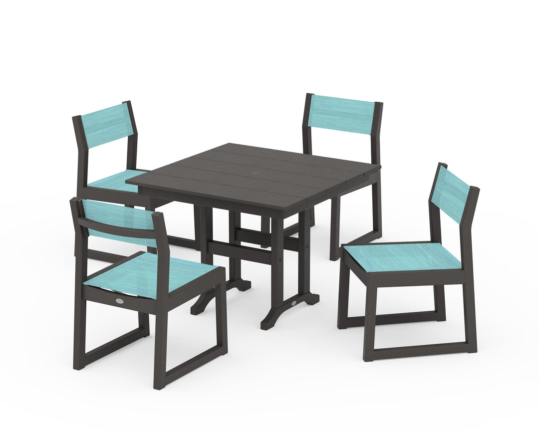 POLYWOOD® EDGE Sling Side Chair 5-Piece Farmhouse Dining Set