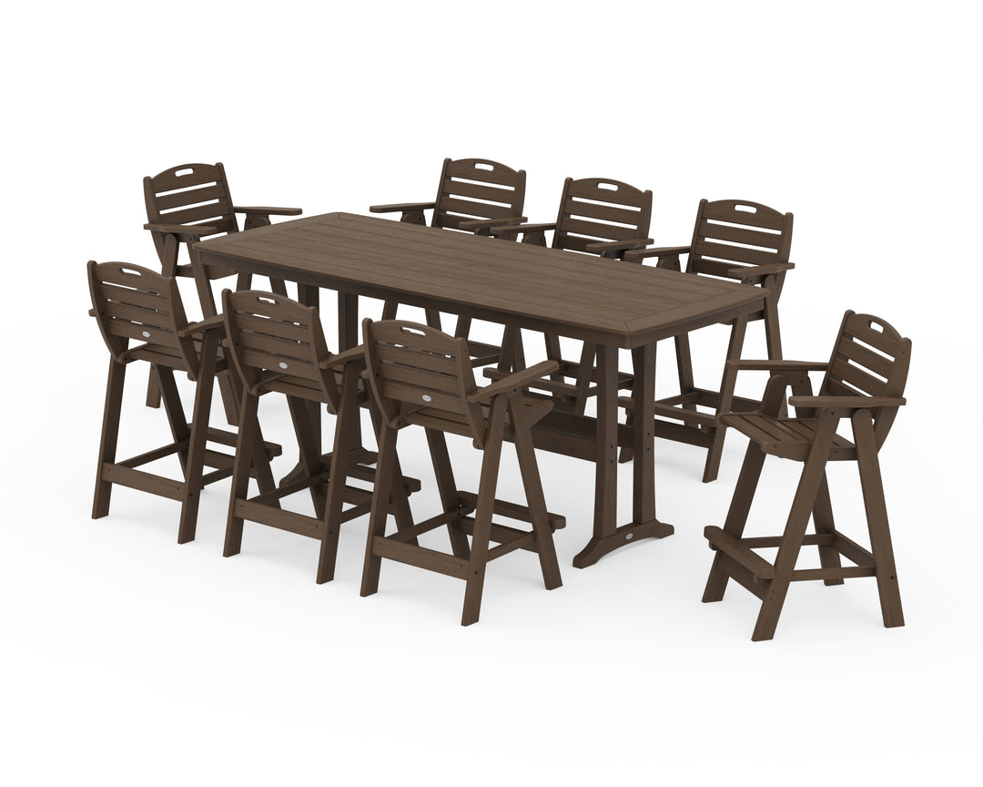POLYWOOD® Nautical 9-Piece Bar Set with Trestle Legs