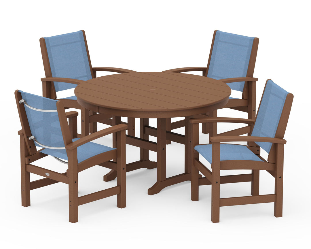 POLYWOOD® Coastal 5-Piece Round Farmhouse Dining Set