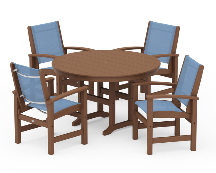 POLYWOOD® Coastal 5-Piece Round Farmhouse Dining Set