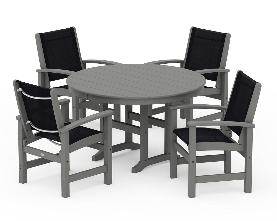 POLYWOOD® Coastal 5-Piece Round Farmhouse Dining Set