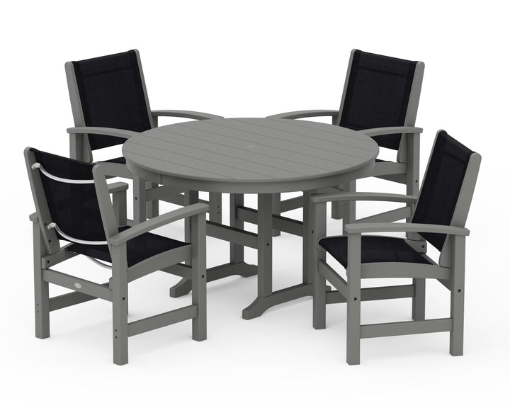 POLYWOOD® Coastal 5-Piece Round Farmhouse Dining Set