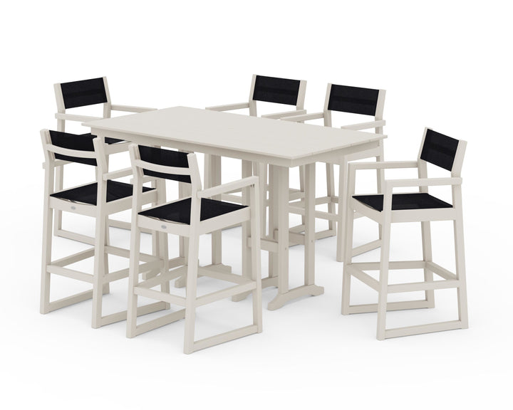 POLYWOOD® EDGE Sling Arm Chair 7-Piece Farmhouse Bar Set