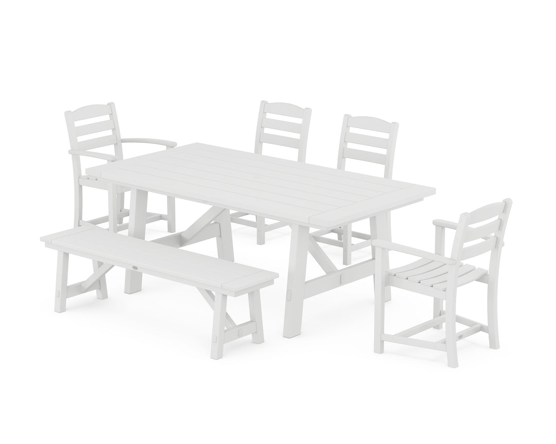POLYWOOD® La Casa Café 6-Piece Rustic Farmhouse Dining Set with Bench