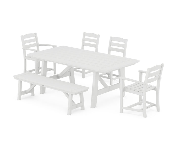 POLYWOOD® La Casa Café 6-Piece Rustic Farmhouse Dining Set with Bench