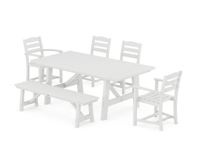 La Casa CafŽ 6-Piece Rustic Farmhouse Dining Set with Bench